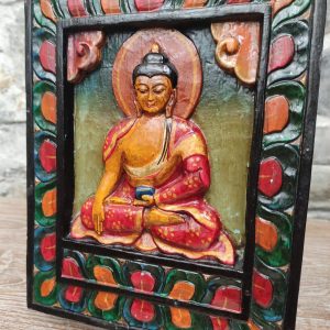 quadro intagliato con buddha dipinto a mano