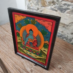 quadro in legno buddha dipinto in blu